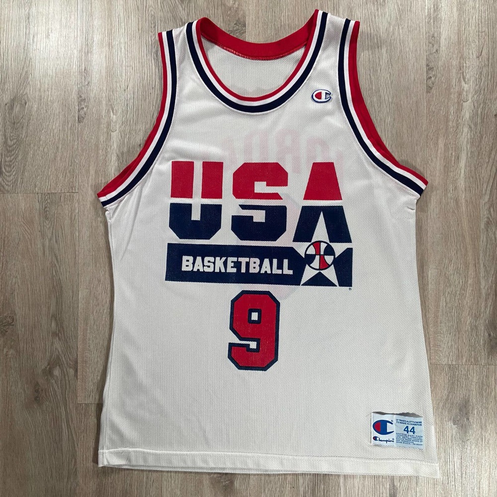 Vintage Champion Michael Jordan Jersey Dream Team USA NBA Size 44 Large White